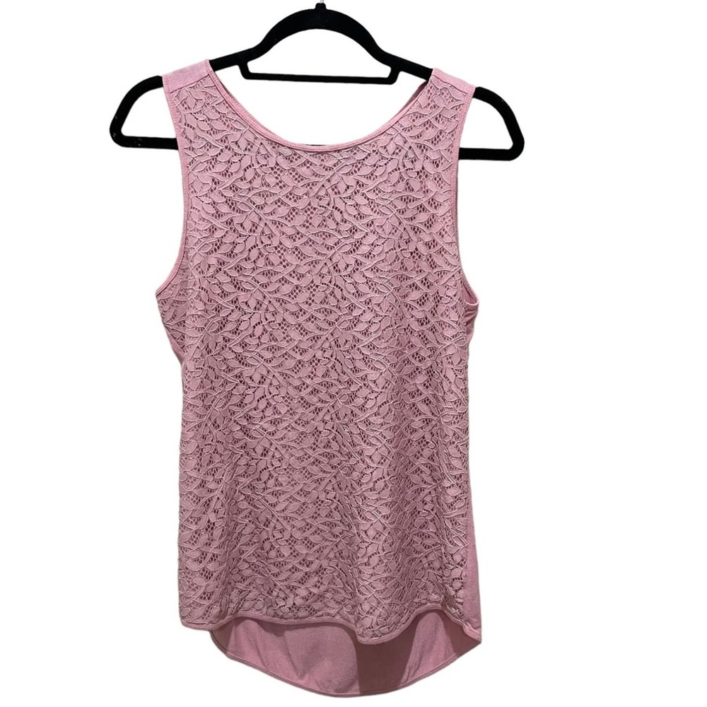 LOFT Floral Lace Detail Shell Tank Top Dusty Light Pink Women’s Size Small